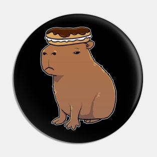 Capybara with an Eclair on its head Pin