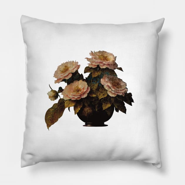 Vintage Artsy Flowers in a Vase Pillow by TotoBeibee