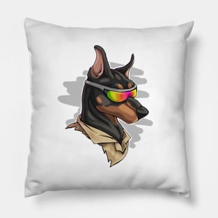 Cool Black Doberman with Shades Pillow