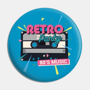 Retro Party 80's Music Pin