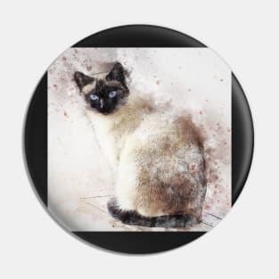 Siamese Cat Lover Graphic Art Paint Splatter Design Snowshoe Pretty Cats Pin