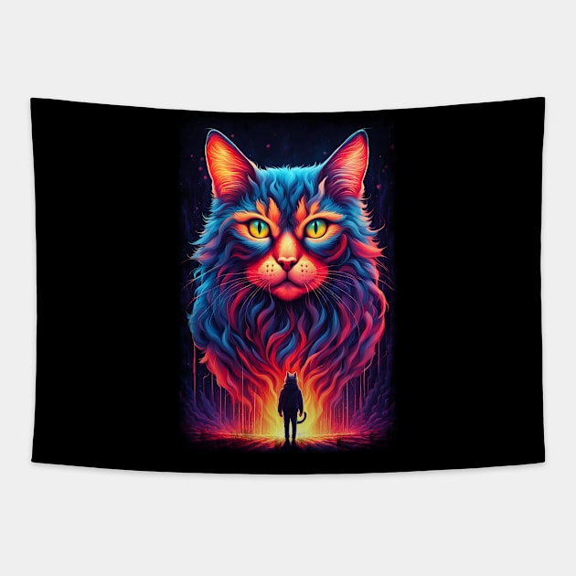 Neon Cat 20 Tapestry by KawaiiDread