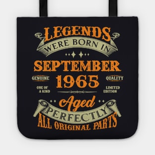 58th Birthday Gift Legends Born In September 1965 58 Years Old Tote