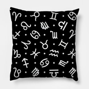 Pattern Set Zodiac Sign Horoscope Astrology Symbol Black and White Pillow