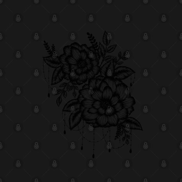 Black and white chandelier floral sketch by SamridhiVerma18