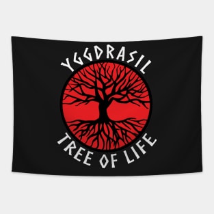 tree of life Yggdrasil Red Valhalla Vikings Tapestry