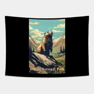 Glacier National Park Travel Poster Tapestry