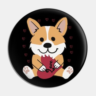 Valentines Corgi ‘Bite out of Love’ Pin