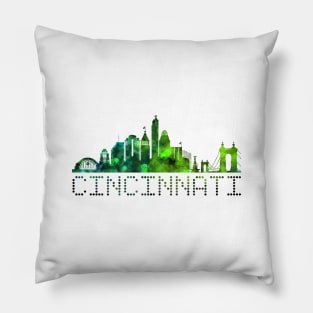 Cincinnati Skyline green Pillow