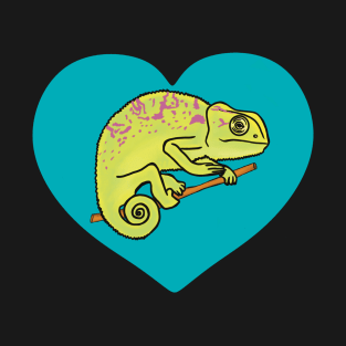 Blue Heart Colorful Chameleon for Chameleon Lovers T-Shirt