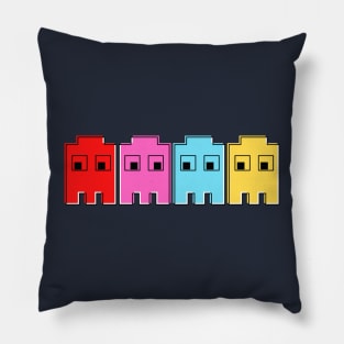 8-bit vintage, retro pac man ghosts Pillow