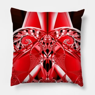 bright red and white on black Pillow
