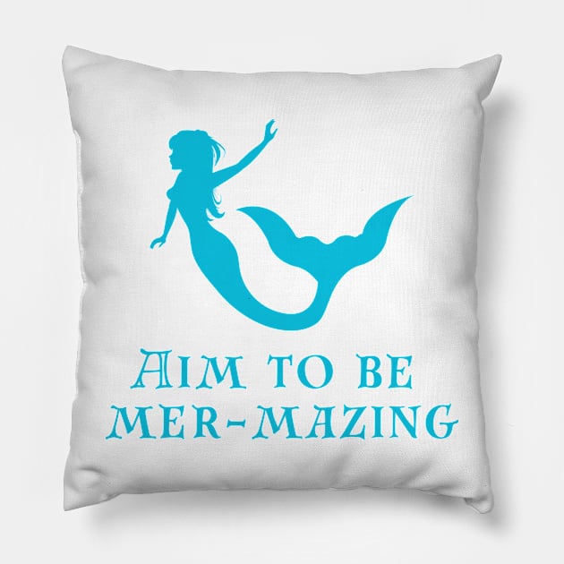 Mermaid club quote cute ocean graphic Pillow by CameltStudio