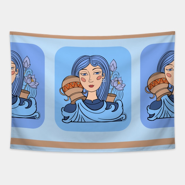 Aquarius Horoscope Pattern Tapestry by i am Cuta