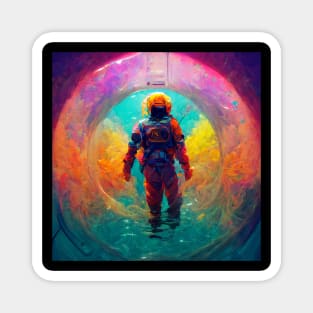 astronaut in a galaxy pool Magnet