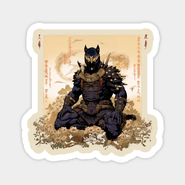 UKIYO-E BLACK PANTHER Magnet by Drank