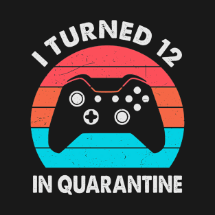 I Turned 12 In Quarantine - Retro Sunset Vintage 2008 12th Birthday Gift T-Shirt