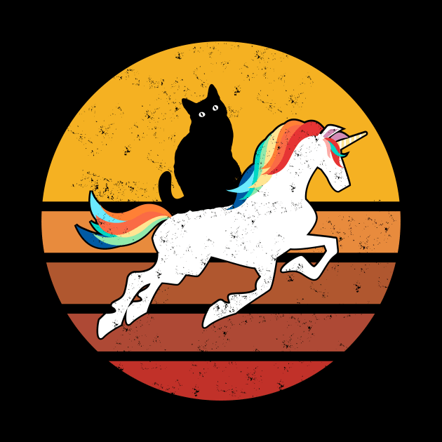 Black cat riding unicorn by CozySkull