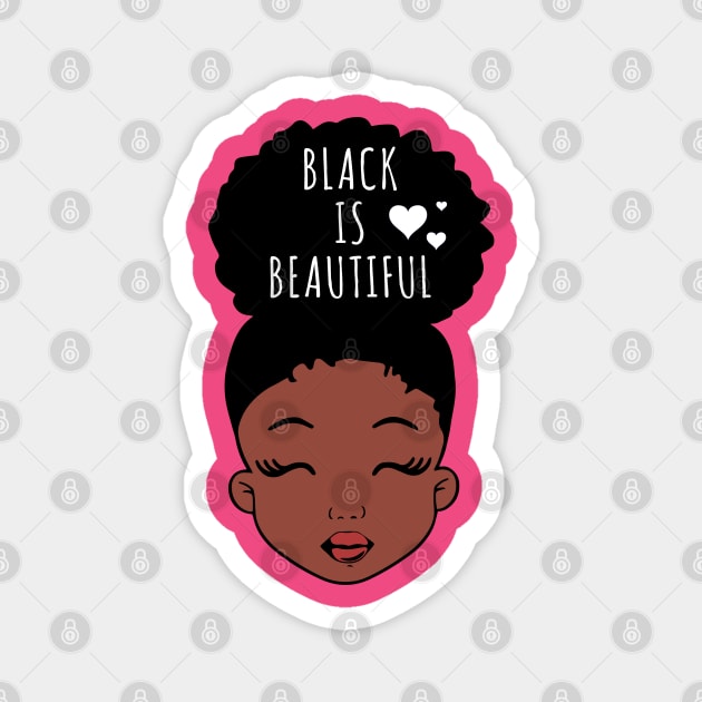 Black is Beautiful, Hearts, African American Girl, Black Girl Magic Magnet by UrbanLifeApparel