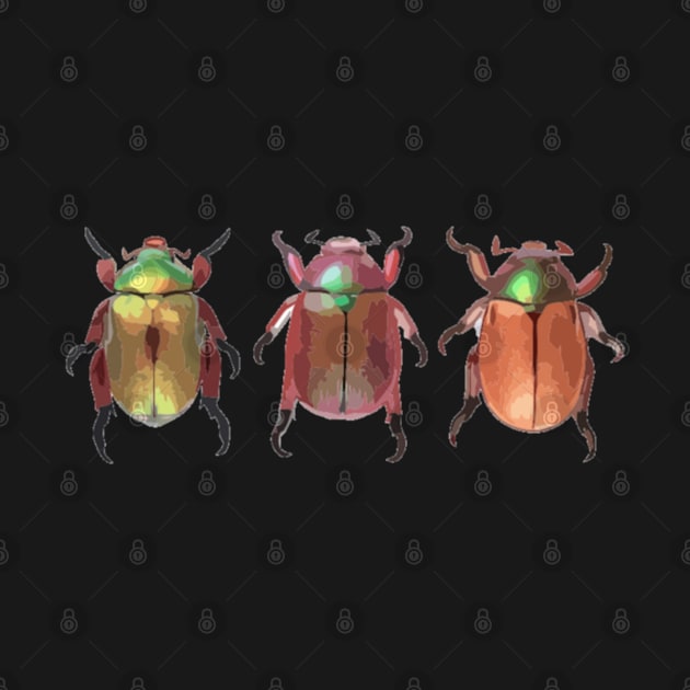 3 Christmas Beetles Digital Painting by gktb