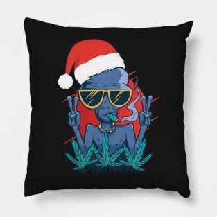 Santa Claus Alien Smoking Weed Christmas design Pillow