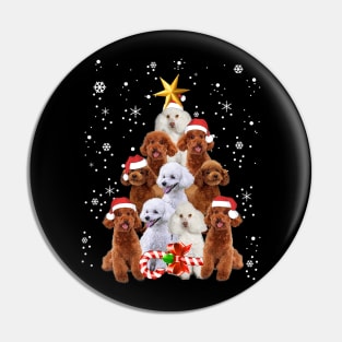 Poodle Dogs Tree Christmas Sweater Xmas Pin