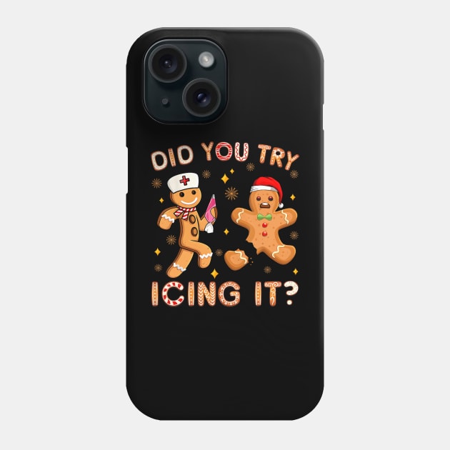 Did You Try Icing It Retro Christmas Gingerbread Nurse Squad Phone Case by everetto