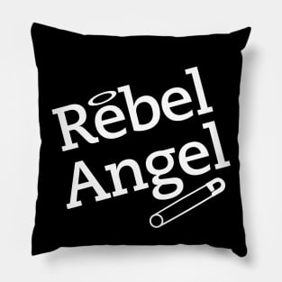 Rebel Angel Safety Pin Rebel White Pillow