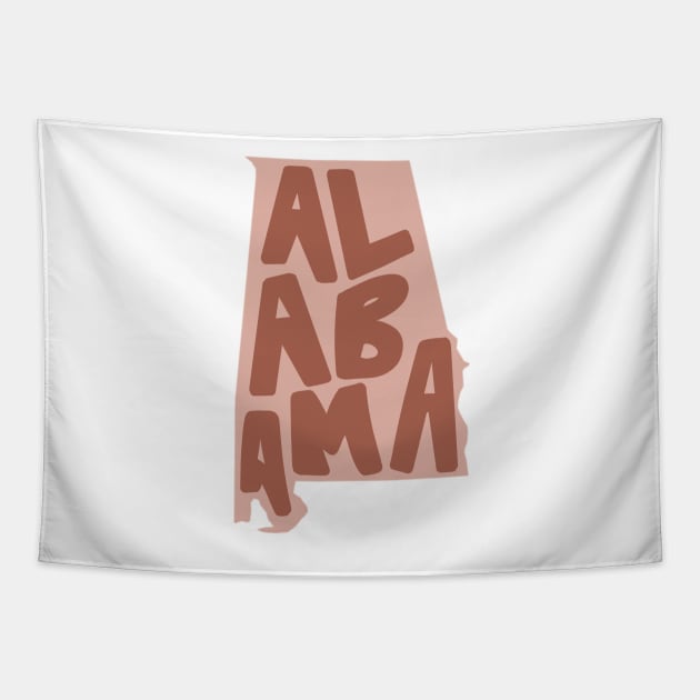 Alabama Doodle Letters Map Outline- crimson/red Tapestry by emilystp23