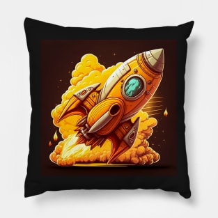 Space Rocket cartoon style Pillow