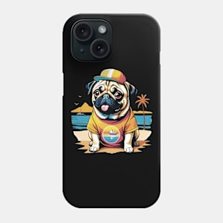 Cute Pug on Beach Vacation Phone Case