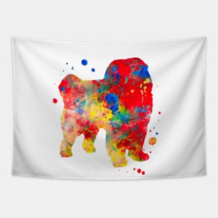 Colorful Chow Chow Dog Watercolor Painting Tapestry