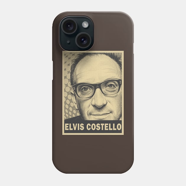 brown cream Elvis Costello retro art (exlusive) Phone Case by oeyadrawingshop