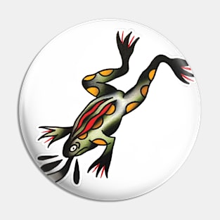 Diving Frog Tattoo Design Pin