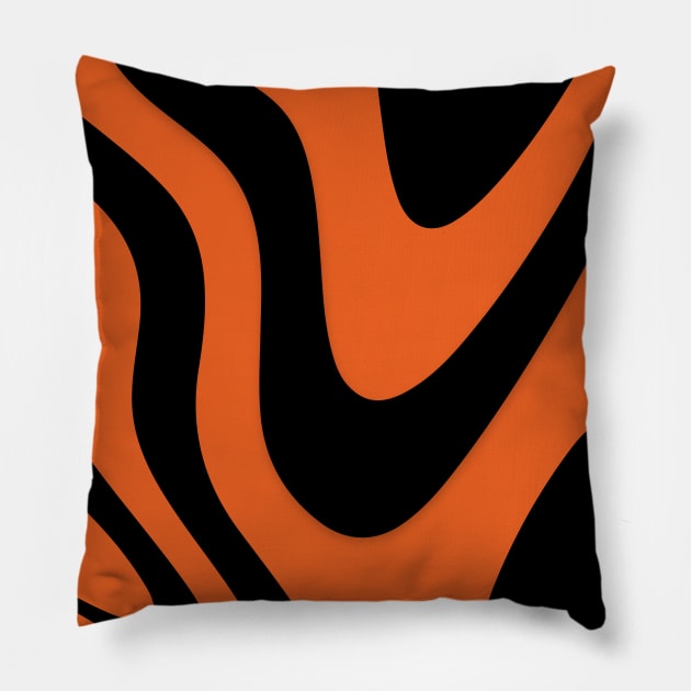 Halloween Orange and Black Fluid Abstract Pattern Design Pillow by love-fi