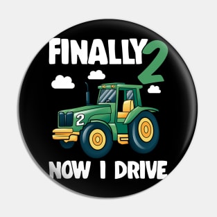 Kids Finally 2 2nd Birthday Gift Boy Tractor Pin