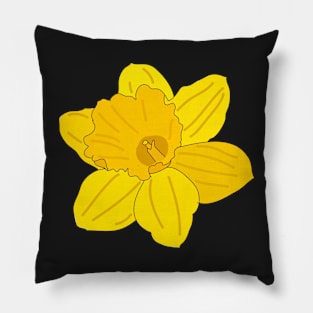 Yellow Daffodil Flower Outlined Pillow