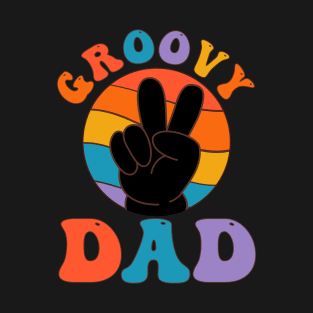 Vintage Groovy Dad Peace Sign Love Hippie T-Shirt