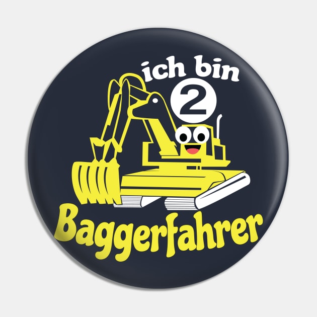 Ich bin 2 Jungen Geburtstag Baggerfahrer Pin by HBfunshirts