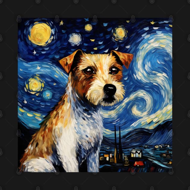 Jack Russell terrier in Starry Night by Van Gogh style by NatashaCuteShop