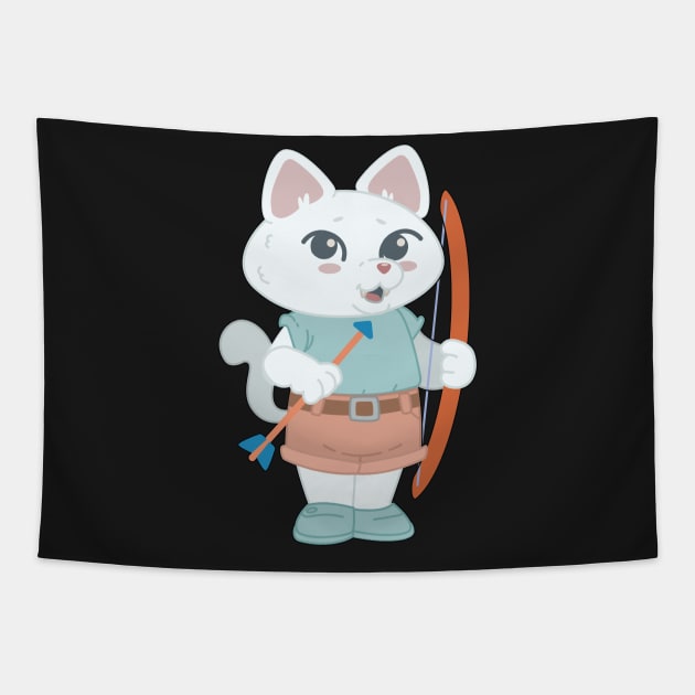 Archery Cute Cat Player - Girl Kids gift design Tapestry by theodoros20