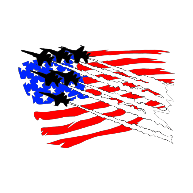 F18 Hornets flyover American Flag V2 by Joseph Baker