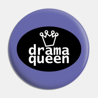 Drama Queen and Crown on Black Oval Pin