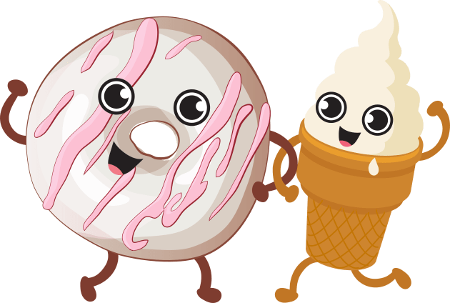 Donut Ice Cream Kids T-Shirt by Plushism