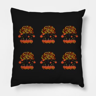 Simple Dark Tree with Falling Leaves and Pumpkins Pack Pillow