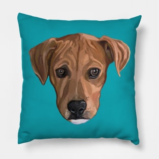 Sweet Brown Pitbull Puppy Portrait Pillow