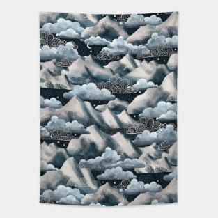 Stormy Mountain Night Tapestry