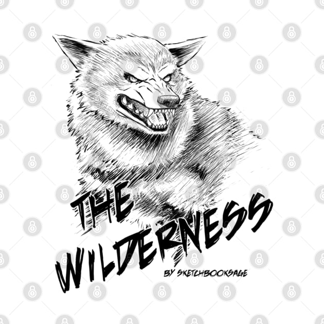 Wolf, The Wilderness-  Black Design by sketchbooksage