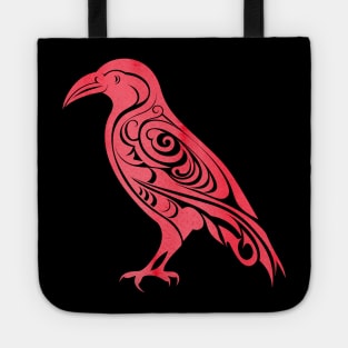 Celtic Nordic Raven Crow Blood Red Tote