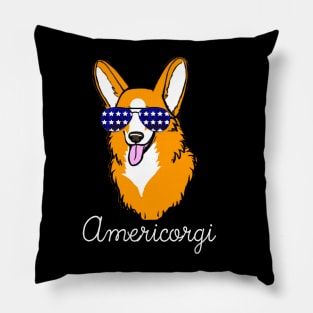 Cute Corgi Face Cogi Lover Independence Day - Americorgi Pillow